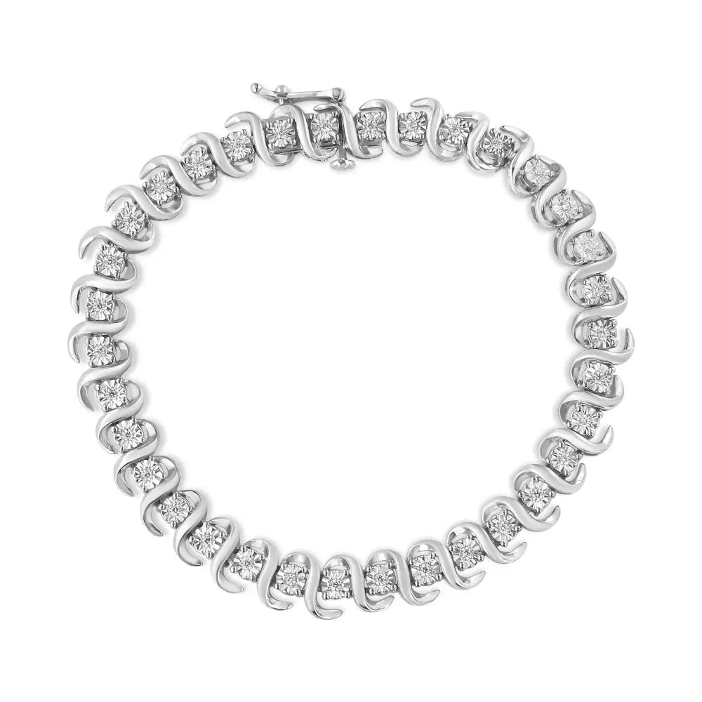 .925 Sterling Silver 1/3 Cttw Miracle-set Diamond ?S’ Link Tennis Bracelet (i-j Color I3 Clarity) - Size 7.25’’