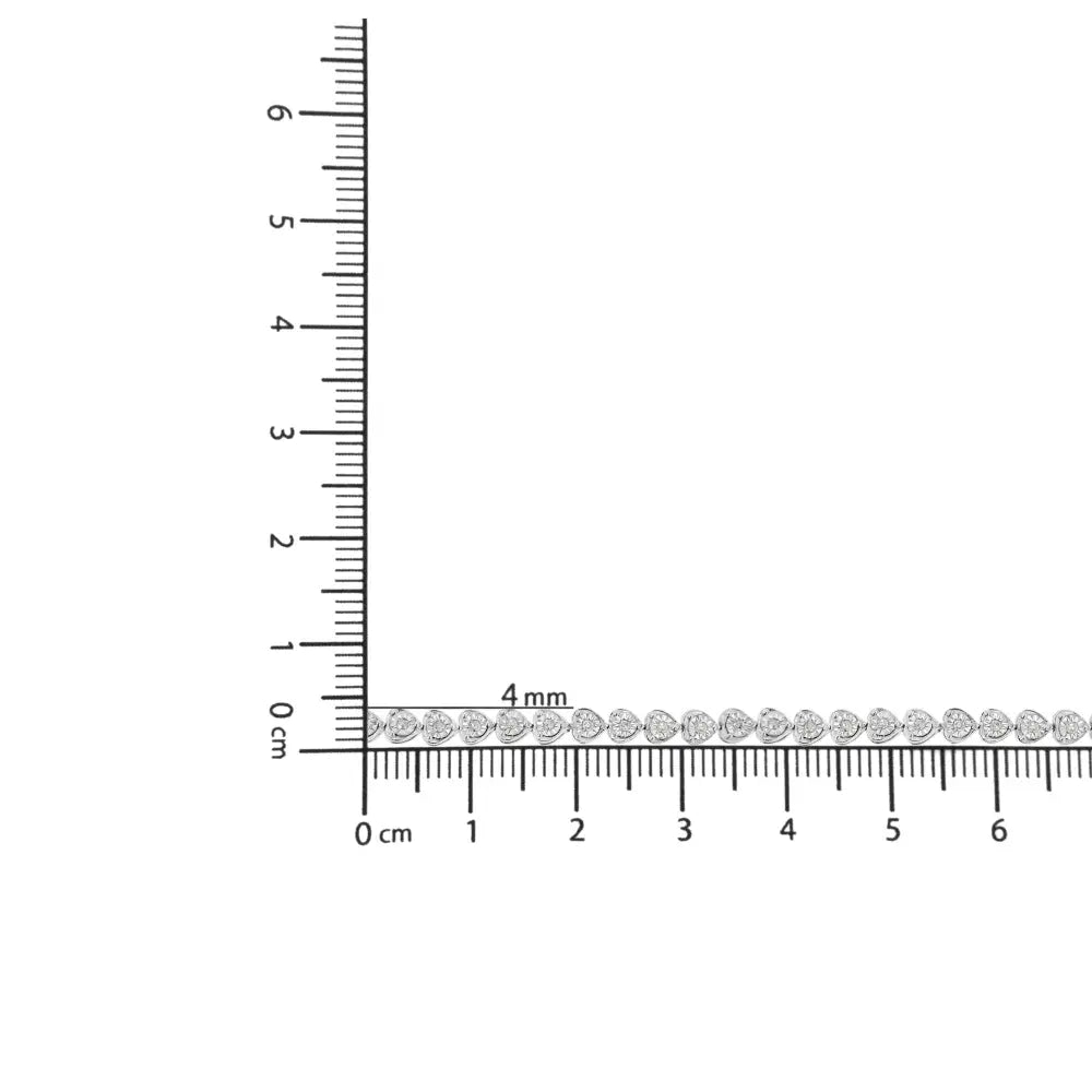 .925 Sterling Silver 1/3 Cttw Miracle Set Round-cut Diamond Heart Link Tennis Bracelet (i-j Color I2-i3 Clarity) - Size