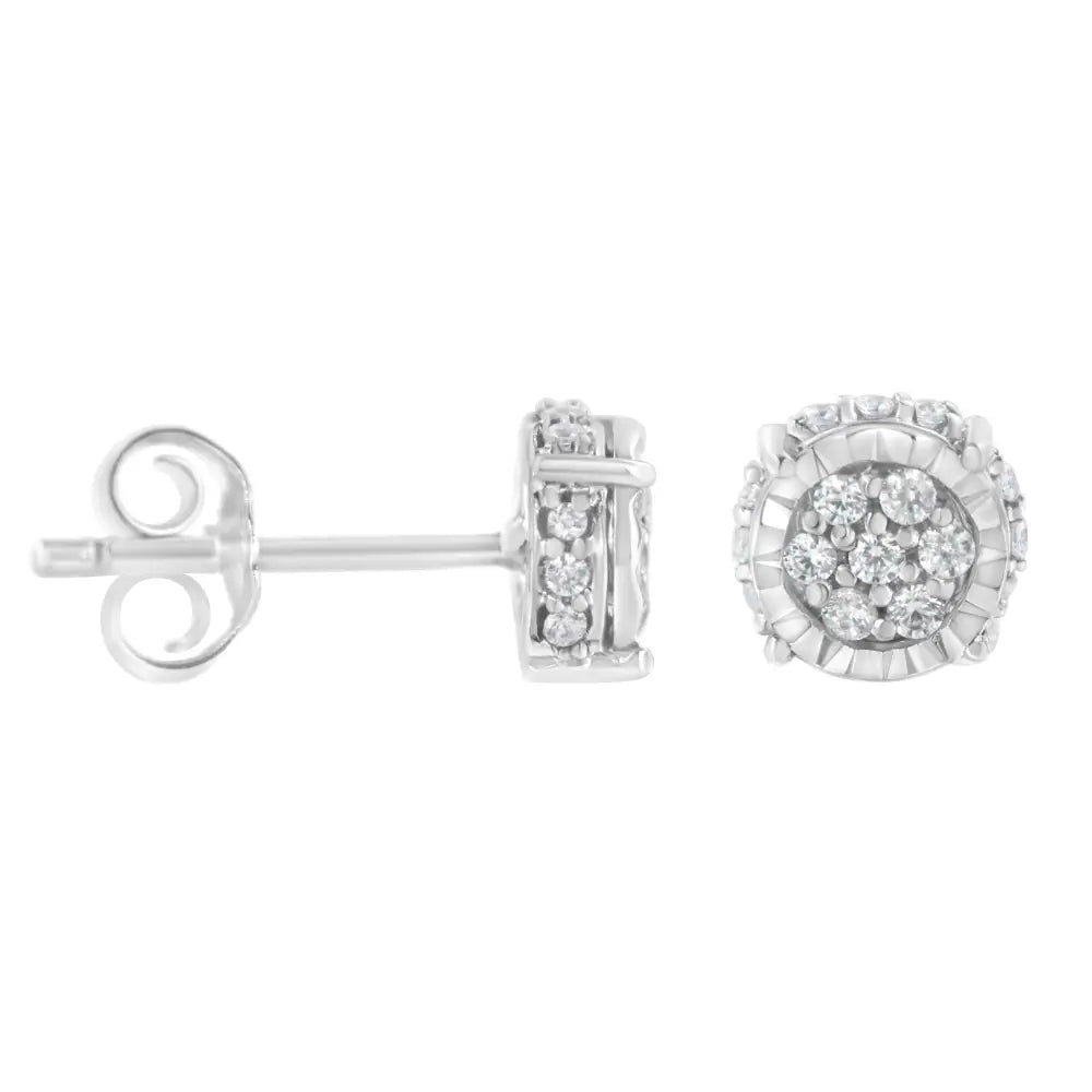 .925 Sterling Silver 1/3 Cttw Round-cut Diamond Floral Stud Earring (i-j Clarity I3 Color) - Fine Jewelry us Direct