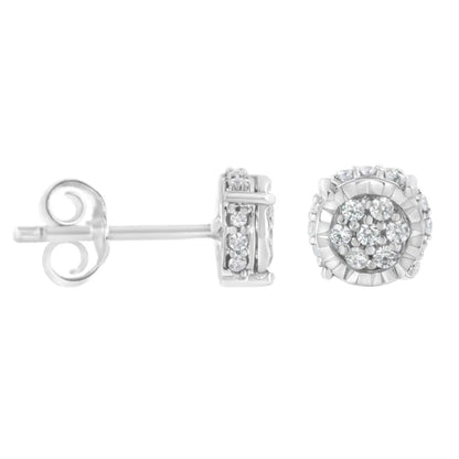 .925 Sterling Silver 1/3 Cttw Round-cut Diamond Floral Stud Earring (i-j Clarity I3 Color) - Fine Jewelry us Direct