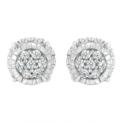 .925 Sterling Silver 1/3 Cttw Round-cut Diamond Floral Stud Earring (i-j Clarity I3 Color) - Fine Jewelry us Direct