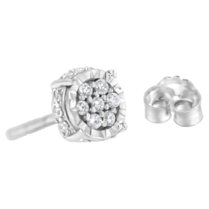 .925 Sterling Silver 1/3 Cttw Round-cut Diamond Floral Stud Earring (i-j Clarity I3 Color) - Fine Jewelry us Direct