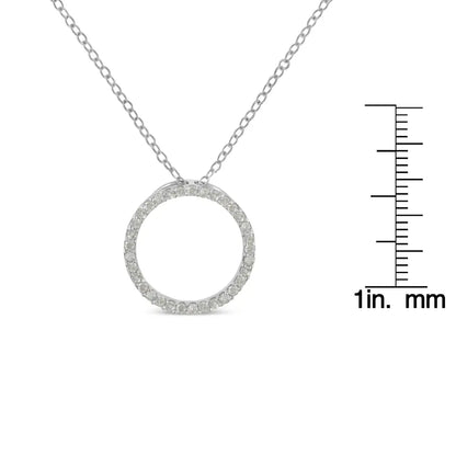 .925 Sterling Silver 1/3 Cttw Round-cut Diamond Open Circle Halo 18’’ Pendant Necklace (i-j Color I2-i3 Clarity)