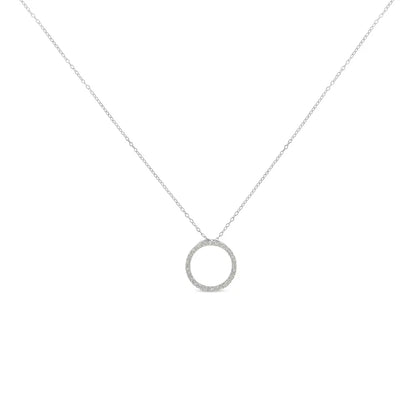 .925 Sterling Silver 1/3 Cttw Round-cut Diamond Open Circle Halo 18’’ Pendant Necklace (i-j Color I2-i3 Clarity)