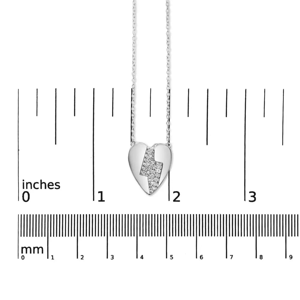 925 Sterling Silver 1/3 Ctw Diamond Heart and Lightning Bolt Pendant Necklace (h-i Color Si1-si2 Clarity) - 18’’