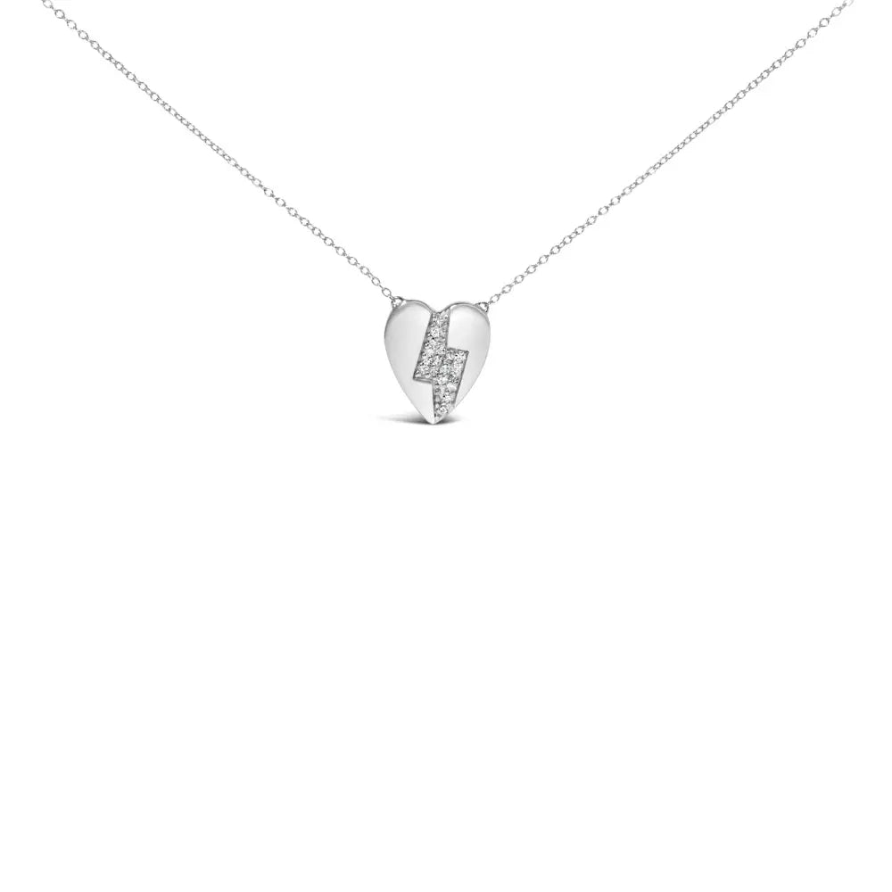 925 Sterling Silver 1/3 Ctw Diamond Heart and Lightning Bolt Pendant Necklace (h-i Color Si1-si2 Clarity) - 18’’