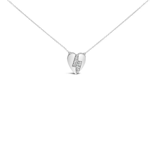 925 Sterling Silver 1/3 Ctw Diamond Heart and Lightning Bolt Pendant Necklace (h-i Color Si1-si2 Clarity) - 18’’