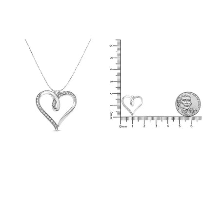 .925 Sterling Silver 1/4 Cttw Channel Set Diamond Heart 18’’ Pendant Necklace (i-j Color I3 Clarity) - Fine Jewelry