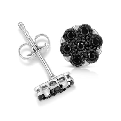 .925 Sterling Silver 1/4 Cttw Color Diamond Cluster Flower Earrings - Fine Jewelry us Direct