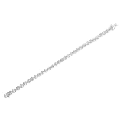 .925 Sterling Silver 1/4 Cttw Diamond 7’’ Open Circle Wheel Link Tennis Bracelet (i-j Color I2-i3 Clarity) - White