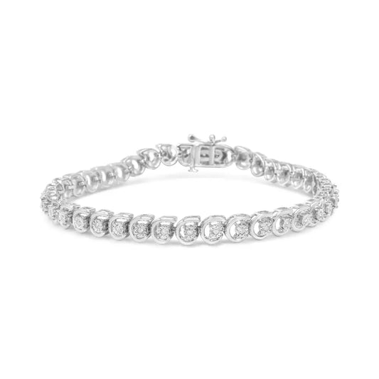 .925 Sterling Silver 1/4 Cttw Diamond ?C’ Link Bracelet (i-j Color I2-i3 Clarity) - 7.25’’ Inches - Fine Jewelry