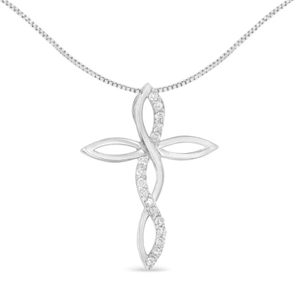 .925 Sterling Silver 1/4 Cttw Diamond Cross Pendant Necklace (i-j I3) - Fine Jewelry us Direct