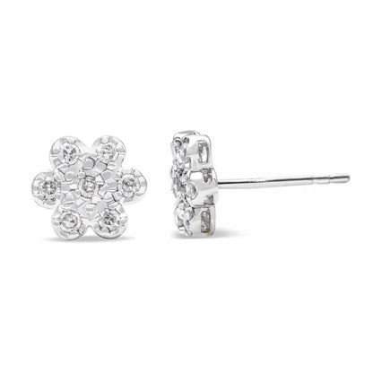 .925 Sterling Silver 1/4 Cttw Diamond Floral Cluster Stud Earring (i-j Color I2-i3 Clarity) - Fine Jewelry us Direct