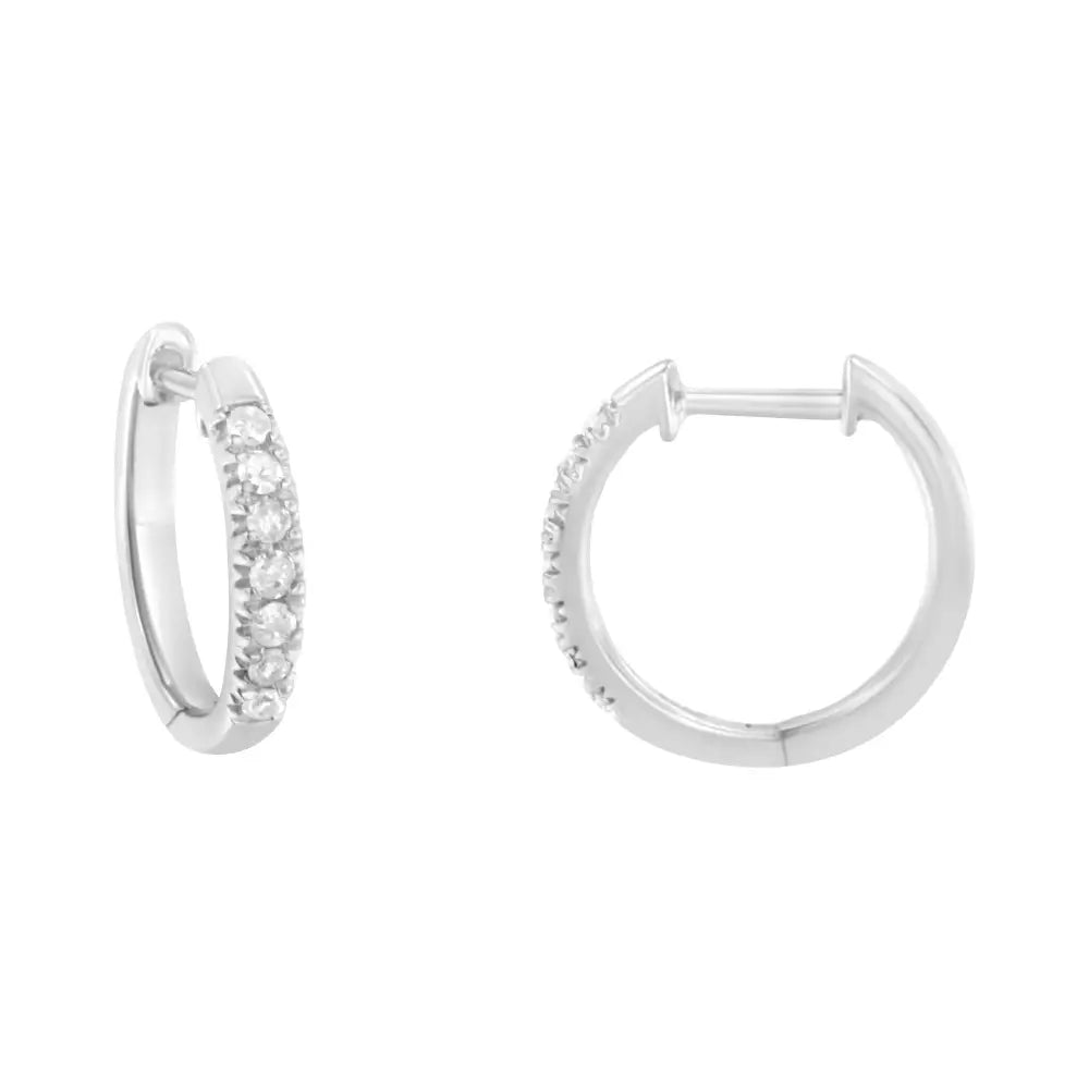 .925 Sterling Silver 1/4 Cttw Diamond Hoop Earrings (i-j Color I3 Clarity) - Fine Jewelry us Direct