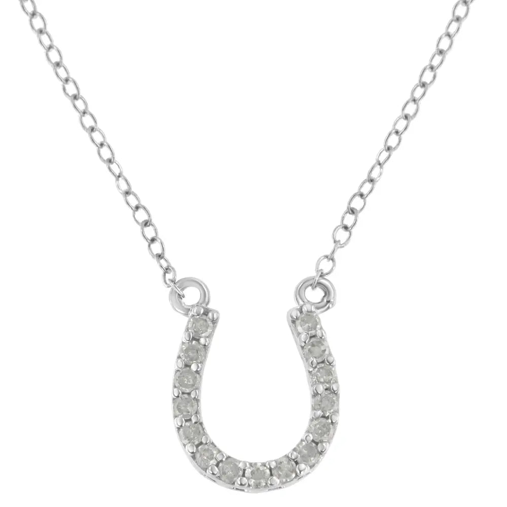 .925 Sterling Silver 1/4 Cttw Diamond Horseshoe Necklace (i-j I3) - Fine Jewelry us Direct