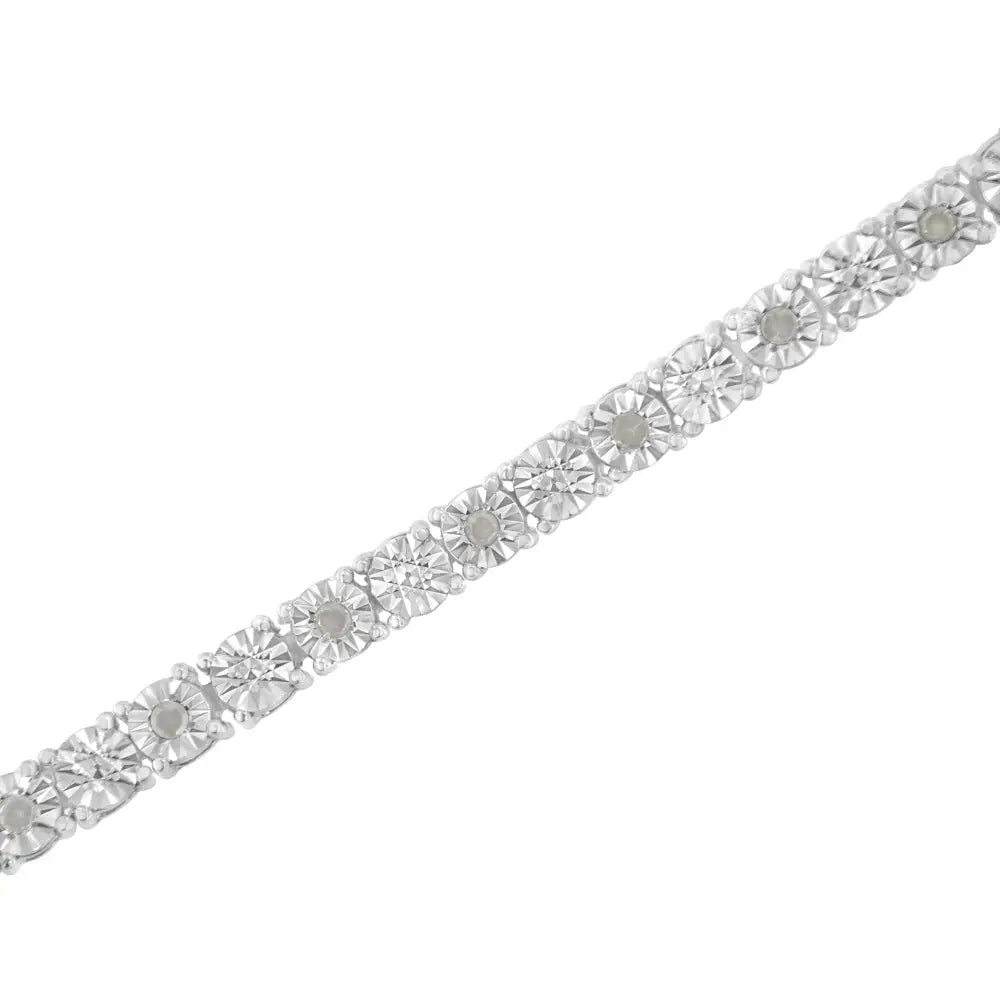 .925 Sterling Silver 1/4 Cttw Diamond Illusion-set Miracle Plate Tennis Bracelet (i-j Color I3 Clarity) - 7’’