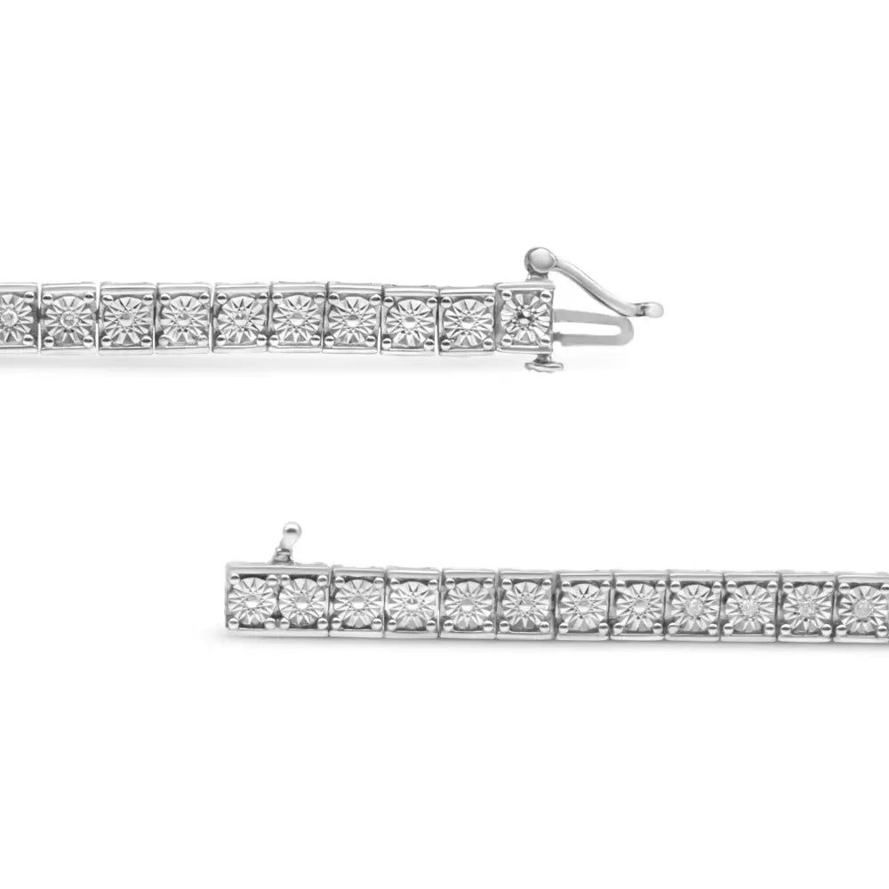 .925 Sterling Silver 1/4 Cttw Diamond Link Bracelet (i-j Color I2-i3 Clarity) - Size 7.25’’ - Fine Jewelry us Direct