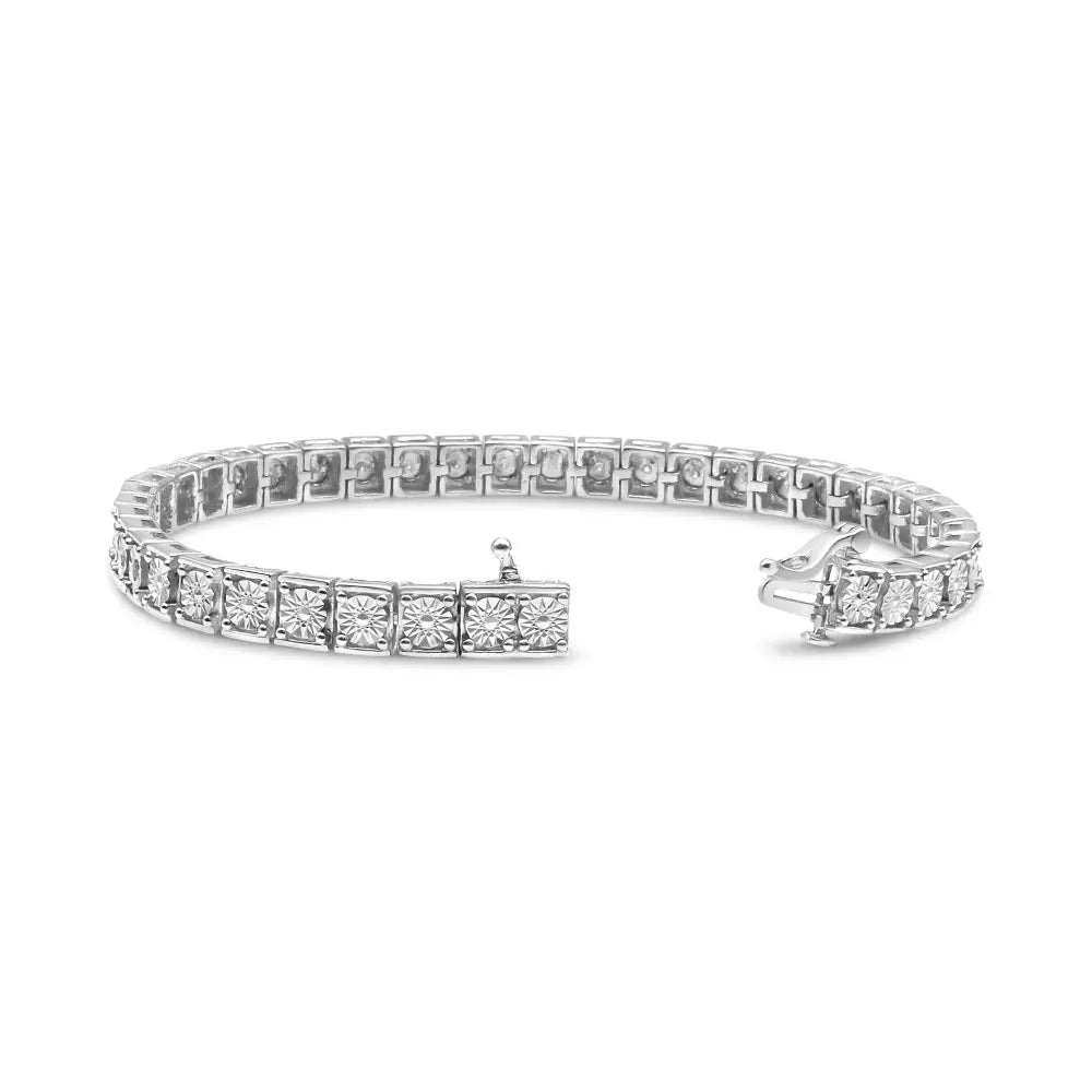 .925 Sterling Silver 1/4 Cttw Diamond Link Bracelet (i-j Color I2-i3 Clarity) - Size 7.25’’ - Fine Jewelry us Direct