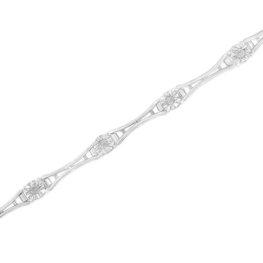 .925 Sterling Silver 1/4 Cttw Diamond Miracle-set Flared-bar 7’’ Link-style Tennis Bracelet (i-j Color I3 Clarity)