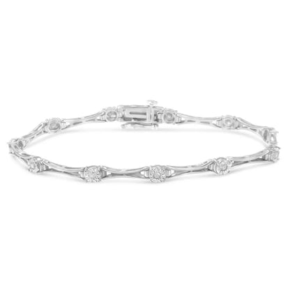 .925 Sterling Silver 1/4 Cttw Diamond Miracle-set Flared-bar 7’’ Link-style Tennis Bracelet (i-j Color I3 Clarity)