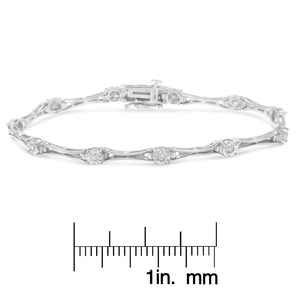 .925 Sterling Silver 1/4 Cttw Diamond Miracle-set Flared-bar 7’’ Link-style Tennis Bracelet (i-j Color I3 Clarity)