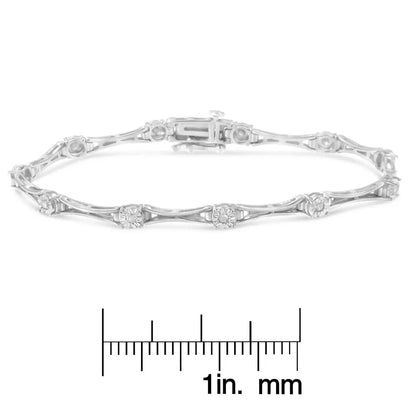 .925 Sterling Silver 1/4 Cttw Diamond Miracle-set Flared-bar 7’’ Link-style Tennis Bracelet (i-j Color I3 Clarity)