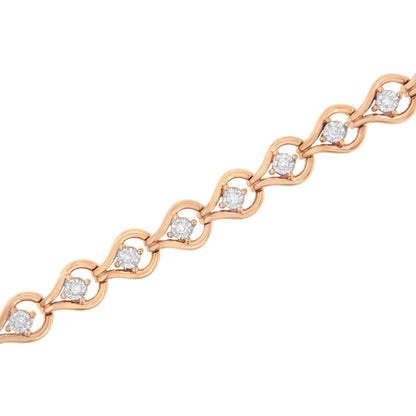 .925 Sterling Silver 1/4 Cttw Diamond Miracle-set Teardrop Shaped 7” Link Bracelet (i-j Color I3 Clarity) - Fine