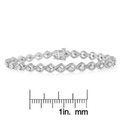 .925 Sterling Silver 1/4 Cttw Diamond Miracle-set Teardrop Shaped 7” Link Bracelet (i-j Color I3 Clarity) - Fine