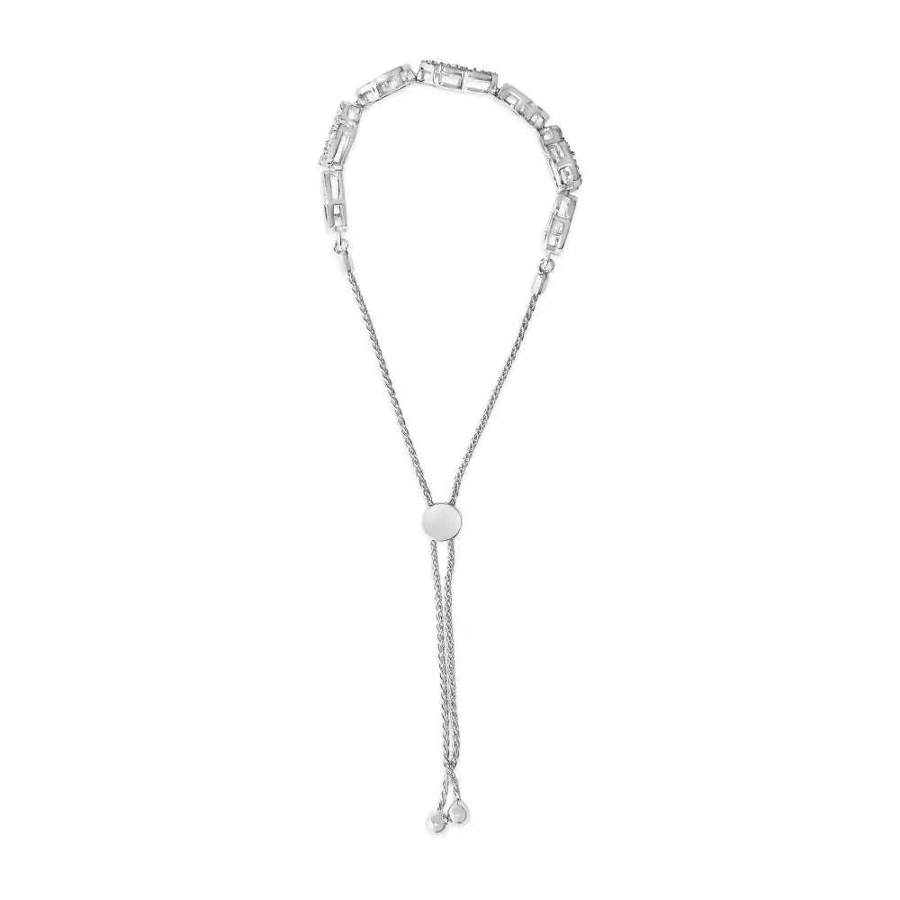 .925 Sterling Silver 1/4 Cttw Diamond Open Heart Link Adjustable Bolo Bracelet (i-j Color I2-i3 Clarity) - 4 to 10