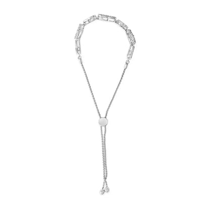 .925 Sterling Silver 1/4 Cttw Diamond Open Heart Link Adjustable Bolo Bracelet (i-j Color I2-i3 Clarity) - 4 to 10