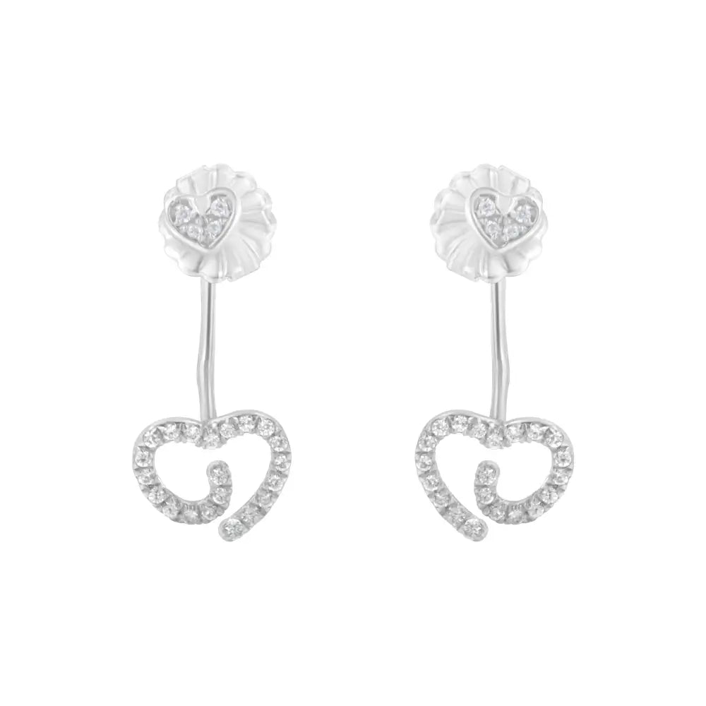 .925 Sterling Silver 1/4 Cttw Diamond Swirl Heart Front/back Earrings (i-j Color I2-i3 Clarity) - Fine Jewelry us Direct