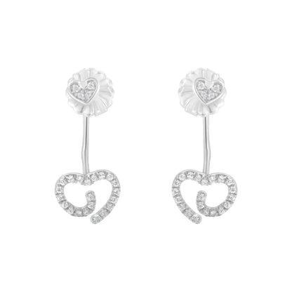 .925 Sterling Silver 1/4 Cttw Diamond Swirl Heart Front/back Earrings (i-j Color I2-i3 Clarity) - Fine Jewelry us Direct