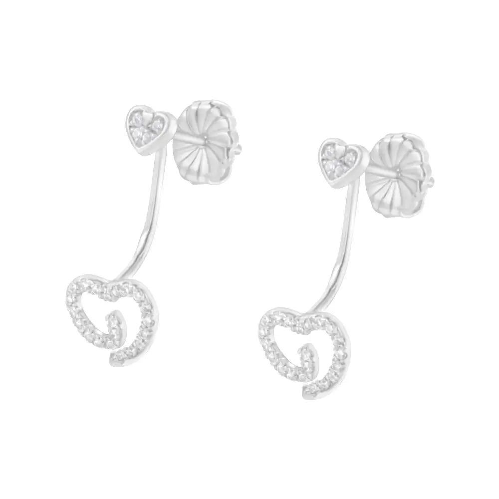 .925 Sterling Silver 1/4 Cttw Diamond Swirl Heart Front/back Earrings (i-j Color I2-i3 Clarity) - Fine Jewelry us Direct