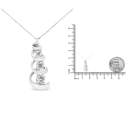 .925 Sterling Silver 1/4 Cttw Diamond Swirl Shape Pendant Necklace (i-j I2-i3) - Fine Jewelry us Direct