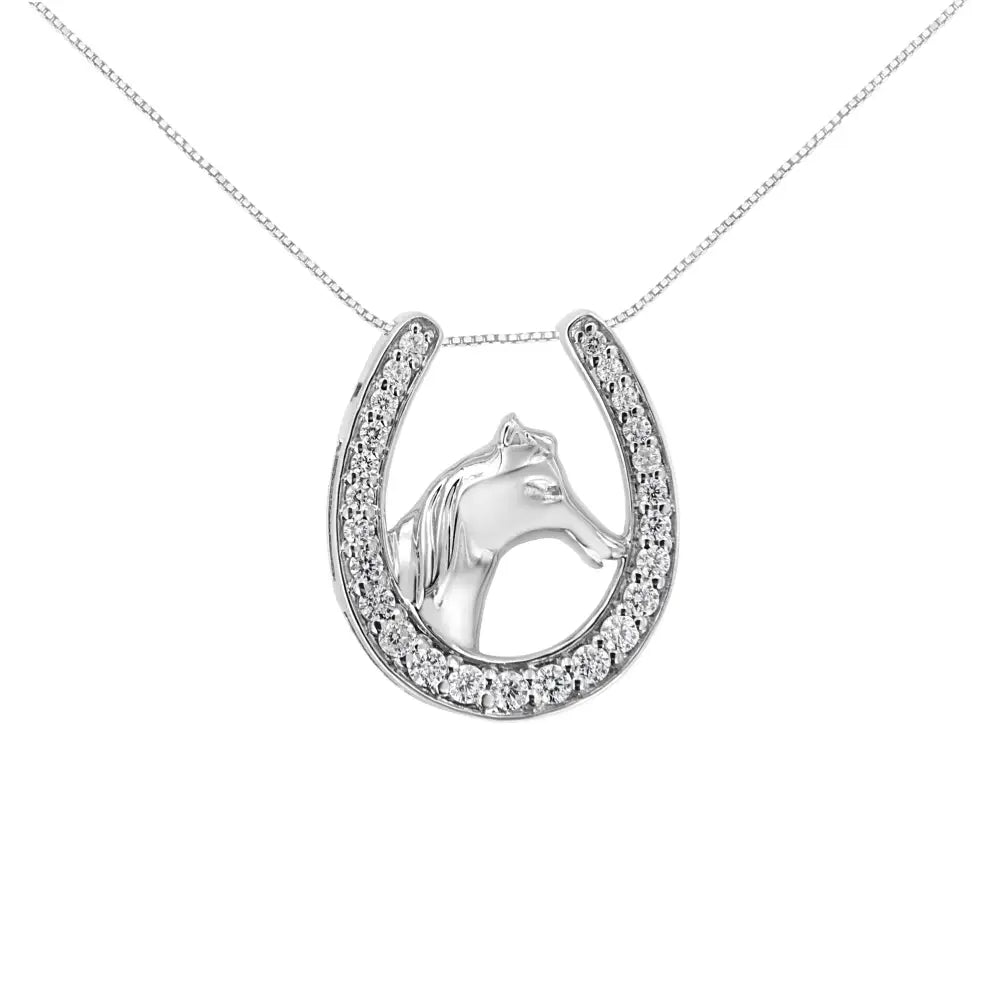 .925 Sterling Silver 1/4 Cttw Diamond u Shape Pendant Necklace (i-j I3-promo) - Fine Jewelry us Direct