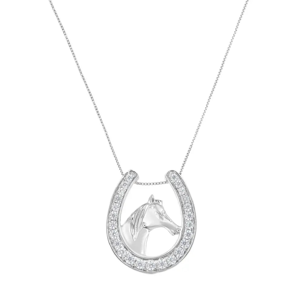 .925 Sterling Silver 1/4 Cttw Diamond u Shape Pendant Necklace (i-j I3-promo) - Fine Jewelry us Direct