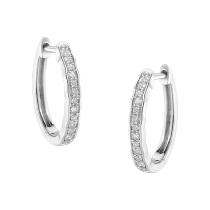 .925 Sterling Silver 1/4 Cttw Inlaid Diamond Curved Edge Hoop Earrings (i-j Color I3 Clarity) - Fine Jewelry us Direct