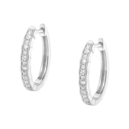 .925 Sterling Silver 1/4 Cttw Inlaid Diamond Curved Edge Hoop Earrings (i-j Color I3 Clarity) - Fine Jewelry us Direct