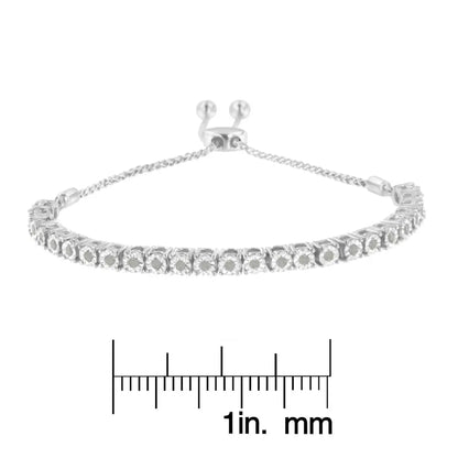 .925 Sterling Silver 1/4 Cttw Miracle-set Diamond 4”-10” Adjustable Bolo Tennis Bracelet (i-j Color I3 Clarity)