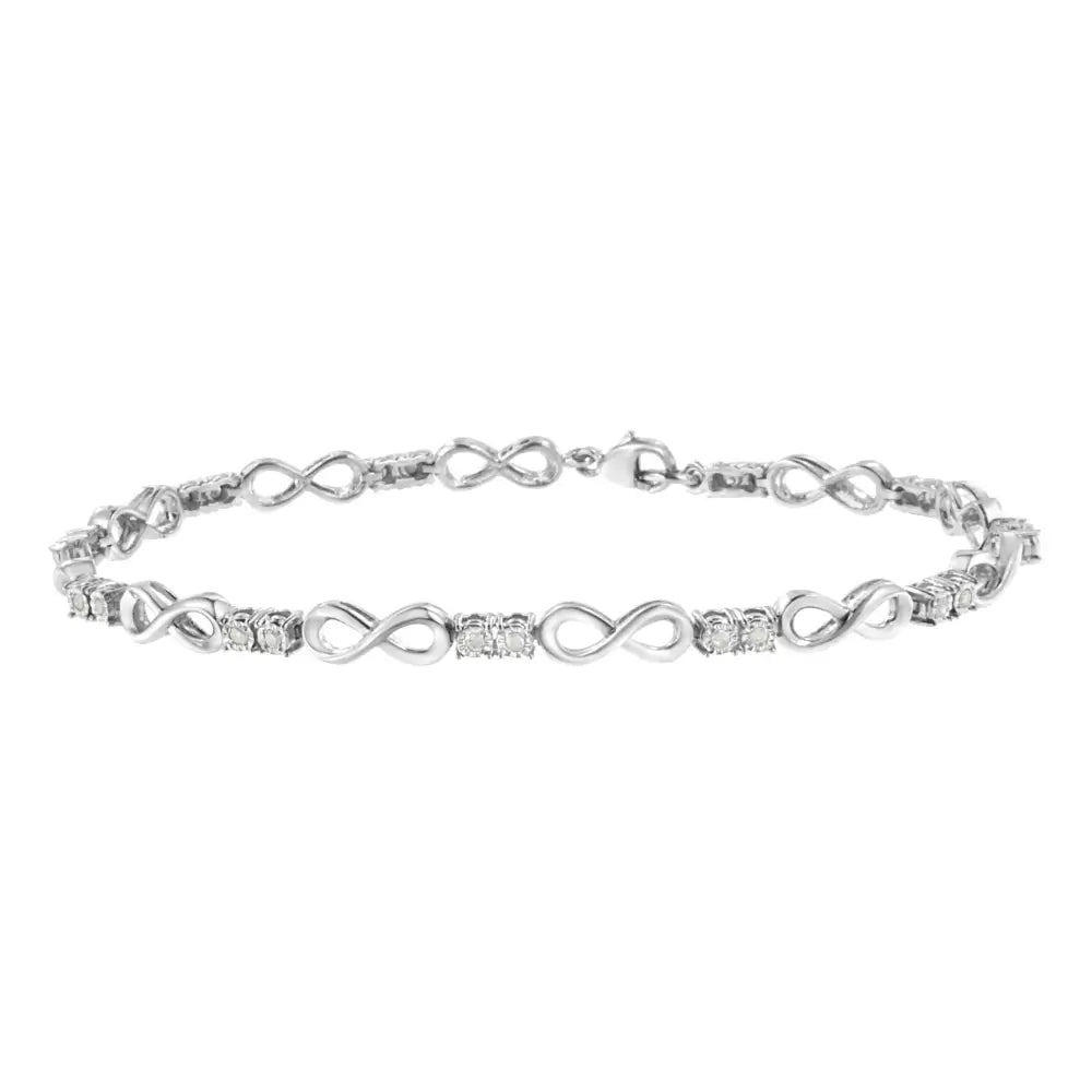 .925 Sterling Silver 1/4 Cttw Miracle Set Diamond Infinity Link Bracelet (i-j Color I3-promo Clarity) - 7.25’’