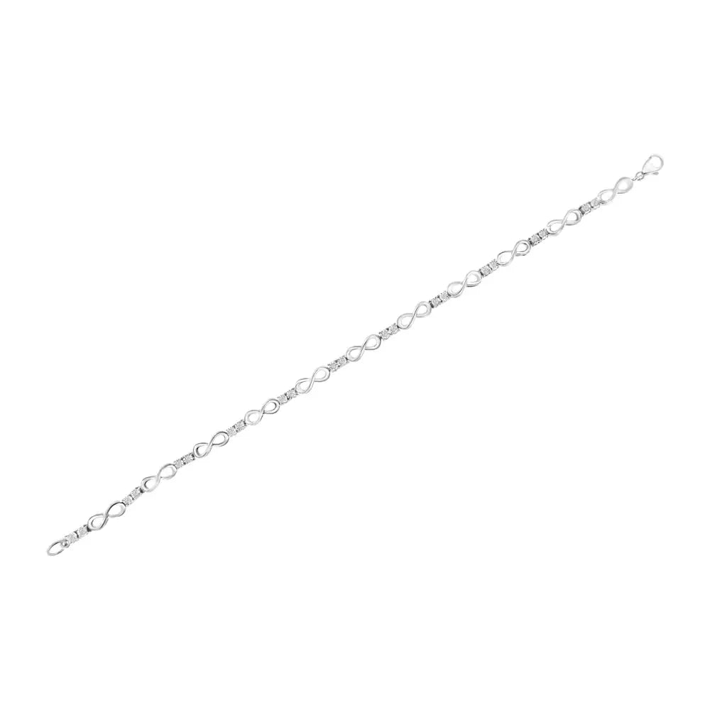 .925 Sterling Silver 1/4 Cttw Miracle Set Diamond Infinity Link Bracelet (i-j Color I3-promo Clarity) - 7.25’’