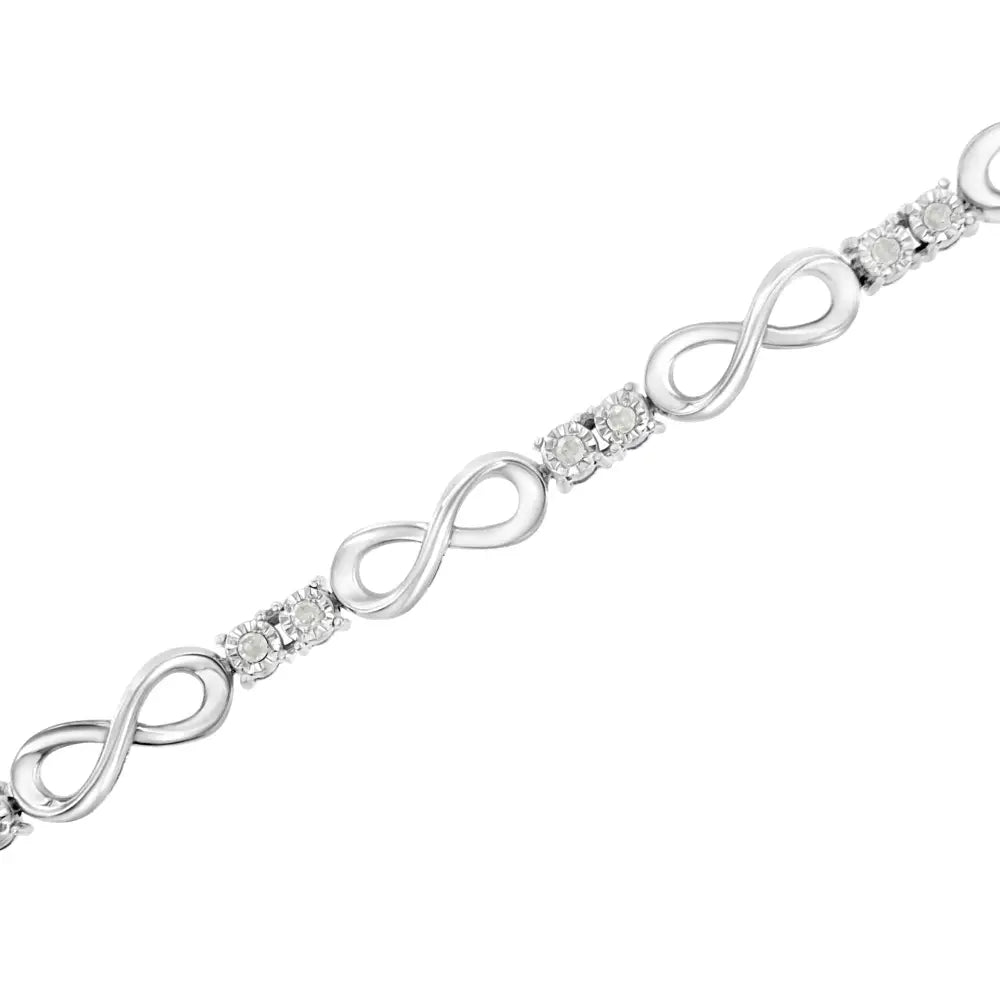 .925 Sterling Silver 1/4 Cttw Miracle Set Diamond Infinity Link Bracelet (i-j Color I3-promo Clarity) - 7.25’’