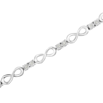 .925 Sterling Silver 1/4 Cttw Miracle Set Diamond Infinity Link Bracelet (i-j Color I3-promo Clarity) - 7.25’’