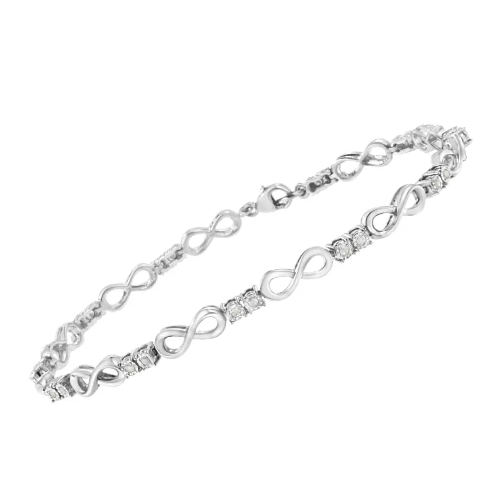 .925 Sterling Silver 1/4 Cttw Miracle Set Diamond Infinity Link Bracelet (i-j Color I3-promo Clarity) - 7.25’’