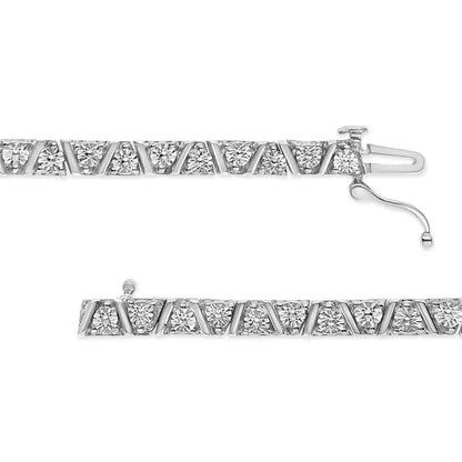 .925 Sterling Silver 1/4 Cttw Miracle-set Diamond Modern Tennis Bracelet (i-j Color I3 Clarity) - Size 7.25’’