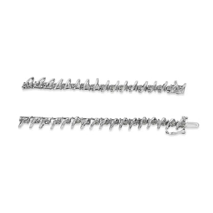 .925 Sterling Silver 1/4 Cttw Miracle Set Diamond s Curve Link Bracelet (i-j Color I3 Clarity) -7’’ - Fine Jewelry