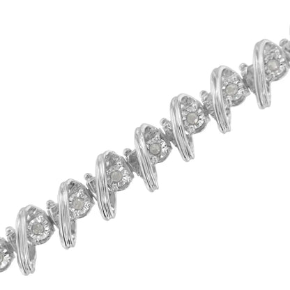 .925 Sterling Silver 1/4 Cttw Miracle Set Diamond s Curve Link Bracelet (i-j Color I3 Clarity) -7’’ - Fine Jewelry