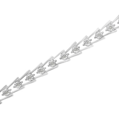 .925 Sterling Silver 1/4 Cttw Miracle Set Diamond Sleek and Open ?V’bracelet (i-j Color I3 Clarity) -7.5’’ - Fine