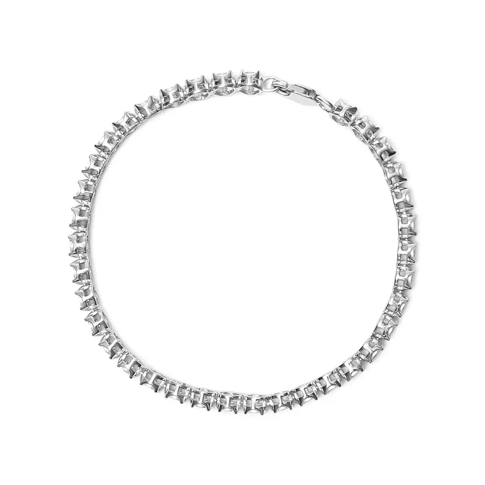 .925 Sterling Silver 1/4 Cttw Miracle-set Diamond Starburst Round Link Tennis Bracelet (i-j Color I2-i3 Clarity) - Size