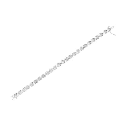 .925 Sterling Silver 1/4 Cttw Miracle Set Diamond ?X’ Link Bracelet (i-j Color I3 Clarity) - 7.25’’ - Fine